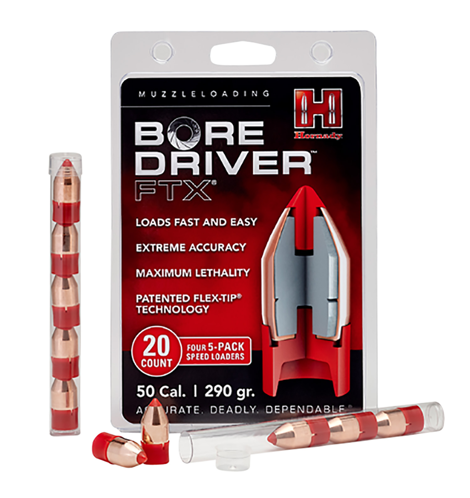 Hornady 67713 Bore Driver FTX 50Cal Flex Tip eXpanding 290gr 20 Per Box/10 Case