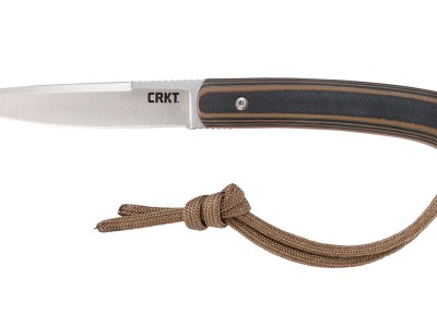 CRKT 2382 Biwa  3.02″ Fixed Plain Satin 8Cr13MoV SS Blade/Black/Brown G10 Handle Includes Lanyard/Sheath