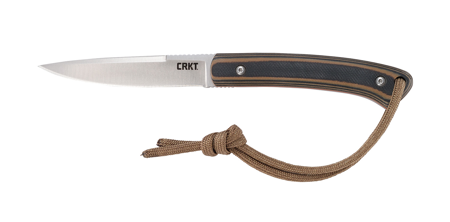 CRKT 2382 Biwa  3.02″ Fixed Plain Satin 8Cr13MoV SS Blade/Black/Brown G10 Handle Includes Lanyard/Sheath