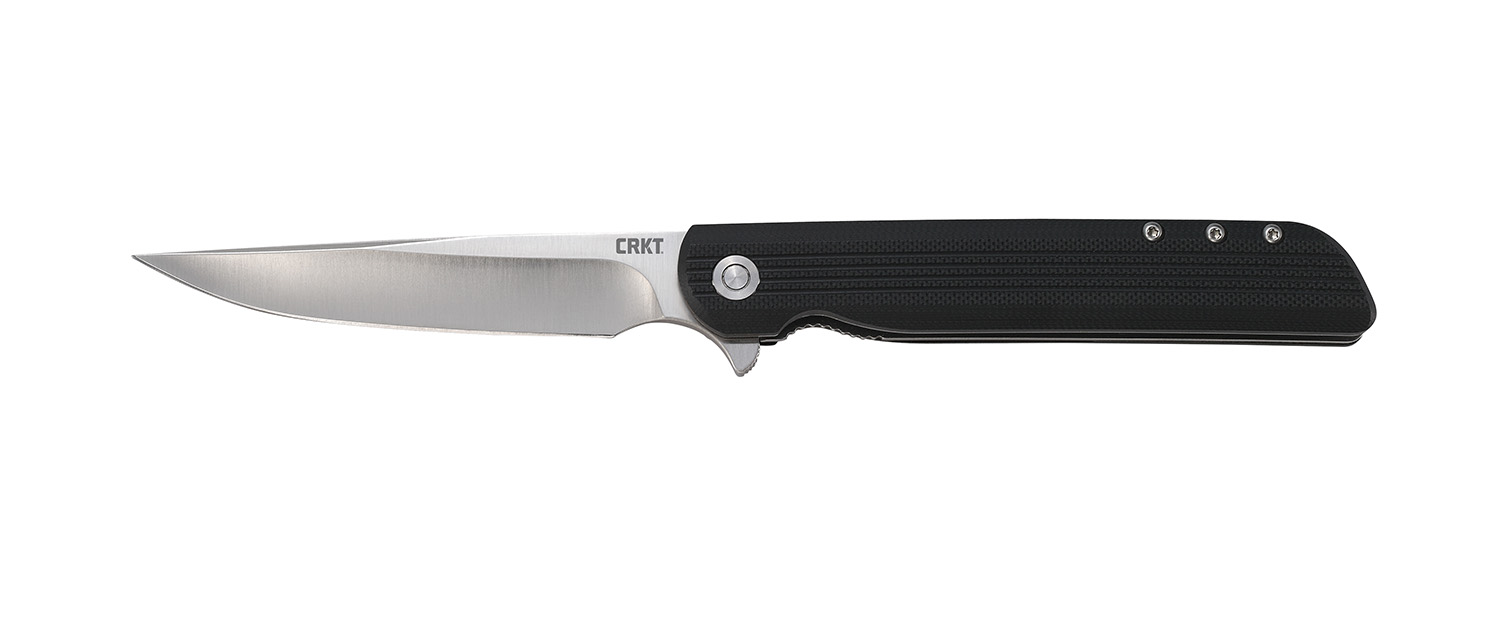 CRKT 3810 LCK +  Large 3.62″ Folding Drop Point Plain Satin 8Cr13MoV SS Blade/ Black GRN Handle Includes Pocket Clip