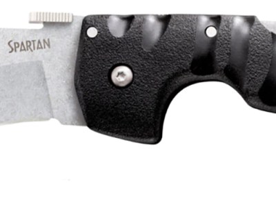 Cold Steel CS21ST Spartan  4.50″ Folding Plain Stone Washed Japanese AUS-10A SS Blade/Black Griv-Ex w/Steel Liners Handle Includes Pocket Clip