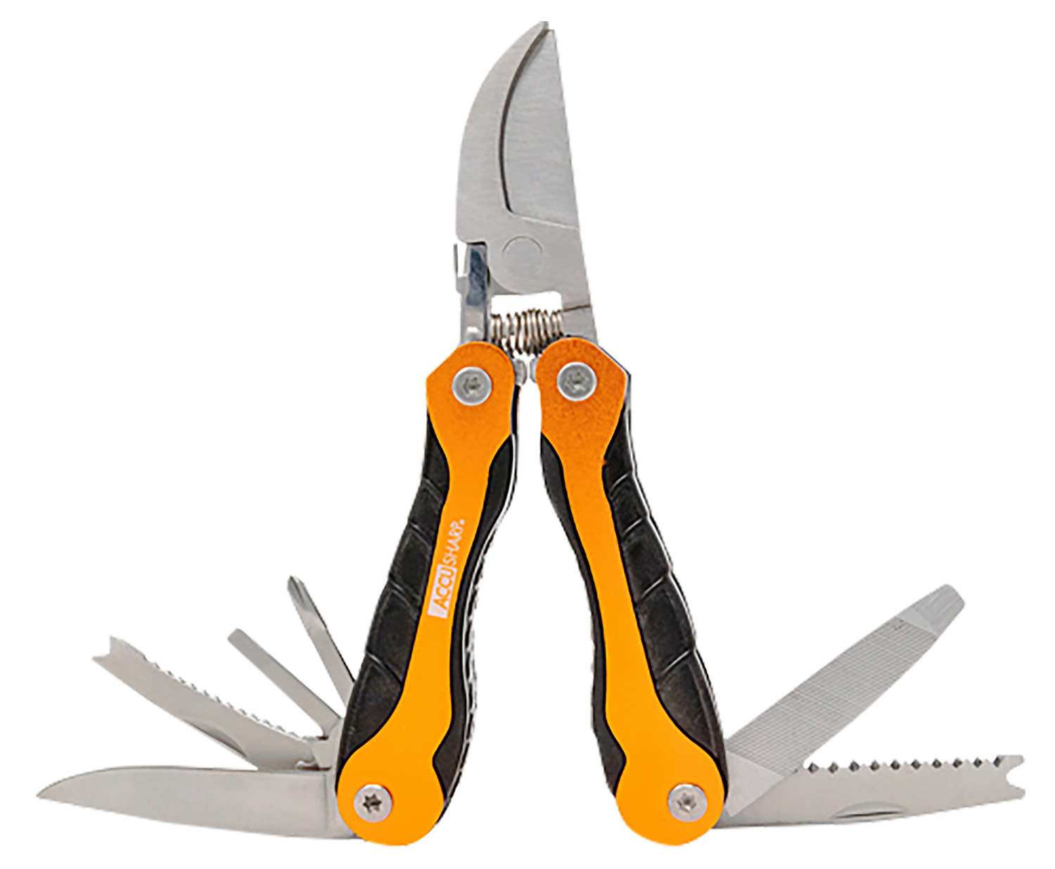 AccuSharp 085C Sportsman’s  Black/Orange Folding Plain Blade Includes Nylon Case with Belt Clip