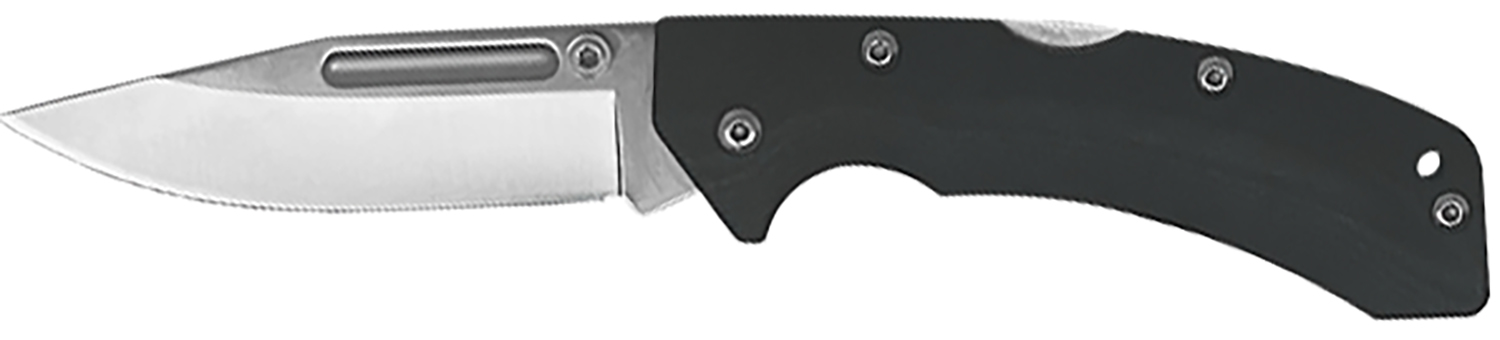 AccuSharp 711C Lockback  3″ Folding Clip Point Plain Stainless Steel Blade/Black FRN Handle Includes Allen Wrench