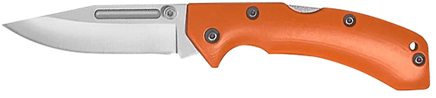 AccuSharp 712C Lockback  3″ Folding Clip Point Plain Stainless Steel Blade/Blaze Orange G10 Handle Includes Allen Wrench