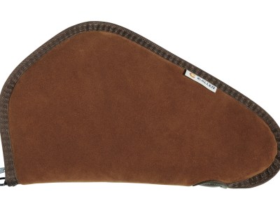 Heritage Cases 8613 Handgun Case  Brown Suede w/Black Trim, Faux Sherpa Lining & Foam Padding, Lockable Zippers 13″ L