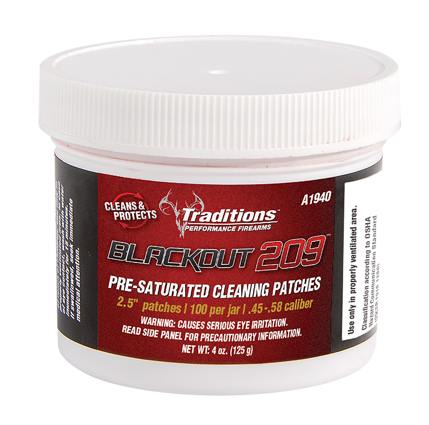 Traditions A1940 Blackout Cleaning Patches 45/54 Cal Muzzleloader 2.5″ Cotton 100 Per Jar