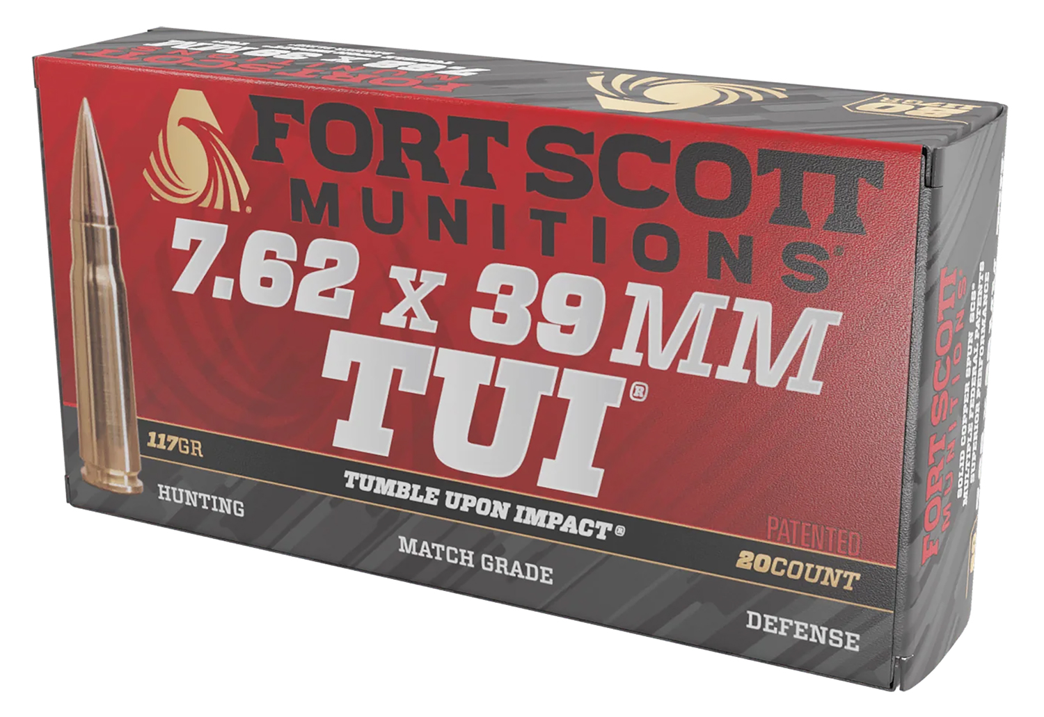 Fort Scott Munitions 762X39117SCV Tumble Upon Impact (TUI) Rifle 7.62x39mm 117gr Solid Copper Spun 20 Per Box/10 Case