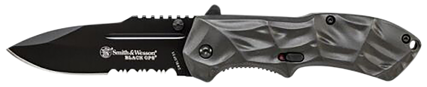 Smith & Wesson Knives SWBLOP3CP Black Ops  3.40″ Folding Tanto Plain 4034 SS Blade Aluminum Handle Includes Pocket Clip