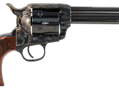 Taylors & Company 550815 Smoke Wagon  44-40 Win Caliber with 5.50″ Blued Finish Barrel, 6rd Capacity Blued Finish Cylinder, Color Case Hardened Finish Steel Frame & Checkered Walnut Grip