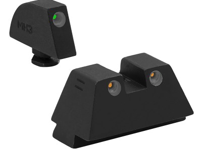 Meprolight USA 102243391 Tru-Dot  Green Tritium White Outline Front Sight-Orange Tritium White Outline Rear Sight Glock 17/17L/19/22/23