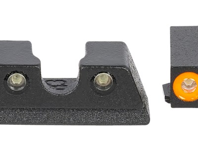 Meprolight USA 402203131 Hyper-Bright  Green Tritium Orange Outline Front Sight-Green Tritium Black Outline Rear Sight Glock 42/43