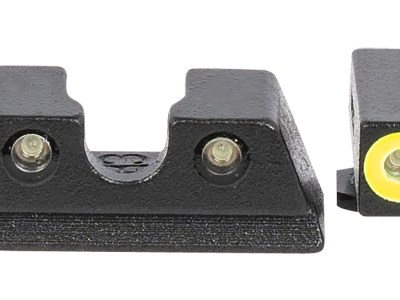 Meprolight USA 402203121 Hyper-Bright  Green Tritium Yellow Outline Front Sight-Green Tritium Black Outline Rear Sight Glock 42/43