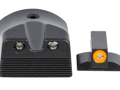 Meprolight USA 412183131 Hyper-Bright  Green Tritium Orange Outline Front Sight-Green Tritium Black Outline Rear Sight Kimber 1911 Slant