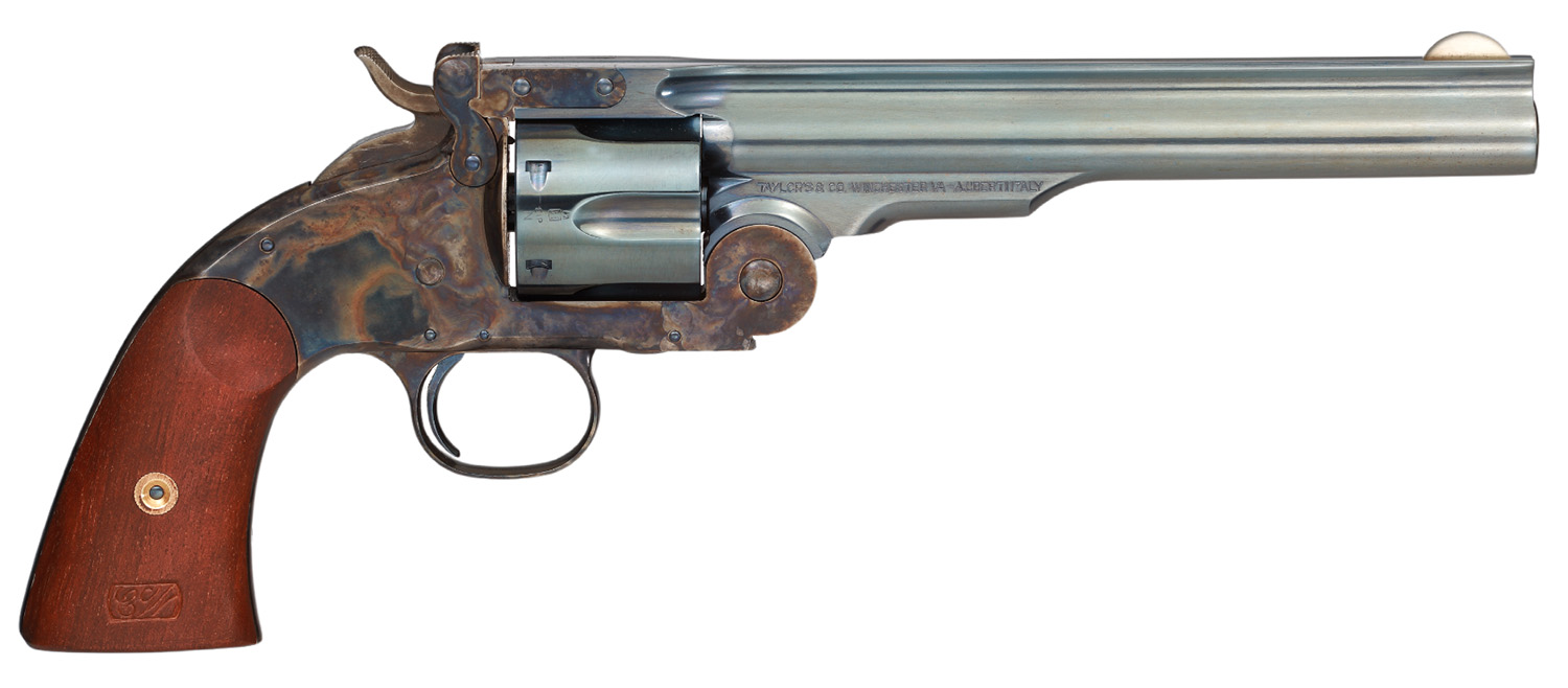 Taylors & Company 550651 Schofield Top Break 44-40 Win Caliber with 7″ Charcoal Blued Finish Barrel, 6rd Capacity Charcoal Blued Finish Cylinder, Color Case Hardened Finish Steel Frame & Walnut Grip