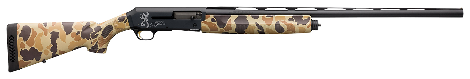 Browning 011431204 Silver Field 12 Gauge 28″ 3.5″ 4+1, Alloy Receiver With Black/Charcoal Bi-Tone Finish, Vintage Tan Camo Synthetic Stock With Textured Gripping Surface