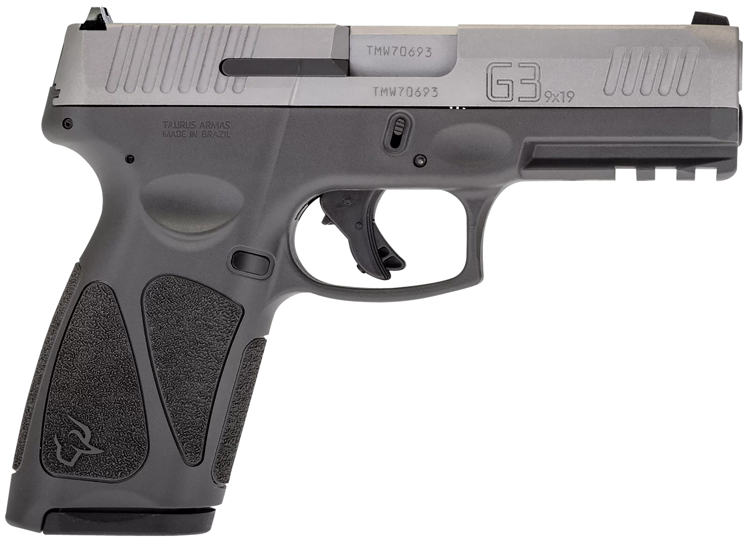 Taurus 1G3B949G G3  Full Size Frame 9mm Luger 15+1/17+1 4″ Matte Stainless Steel Barrel, Matte Serrated Stainless Steel Slide, Gray Polymer Frame w/Picatinny Rail, Polymer Grip, Right Hand