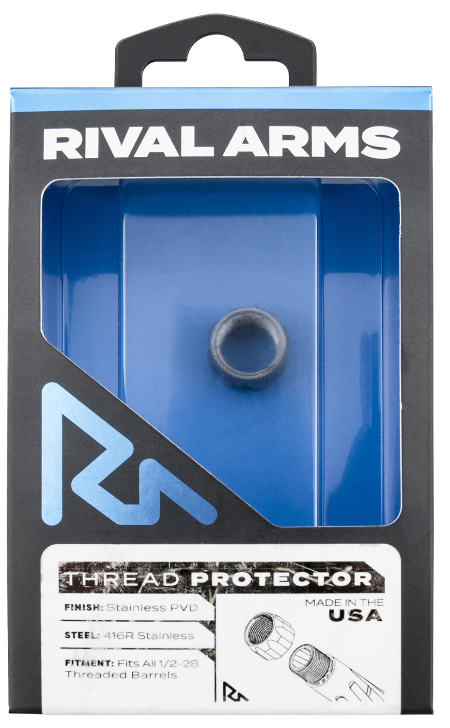 Rival Arms RARA300001D Thread Protector  9mm Luger Stainless PVD 416R Stainless Steel 1/2″-28 tpi