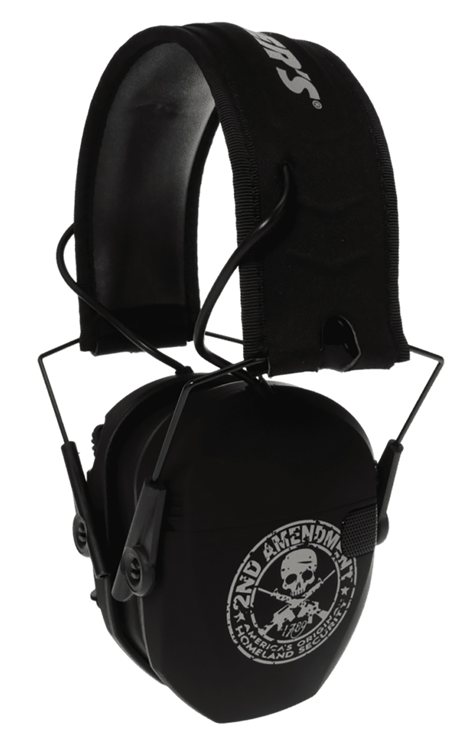 Walker’s GWPRSEMFS2A Razor Slim Electronic Freedom Muff 23 dB Over the Head Black w/Distressed 2nd Amendment Polymer