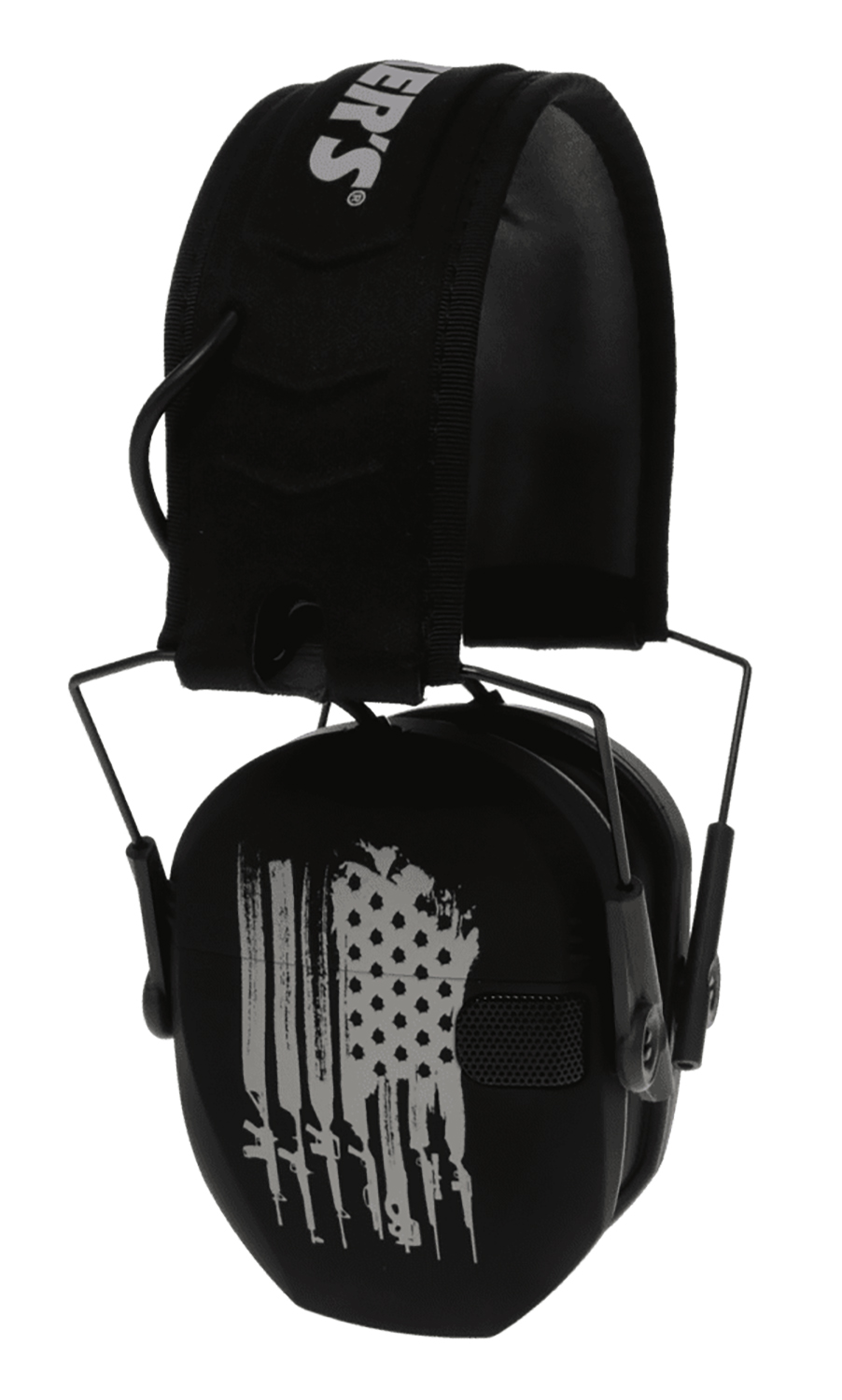 Walker’s WPRSEMFSFLG Razor Slim Electronic Freedom Muff 23 dB Over the Head Black w/Distressed U.S Flag Polymer
