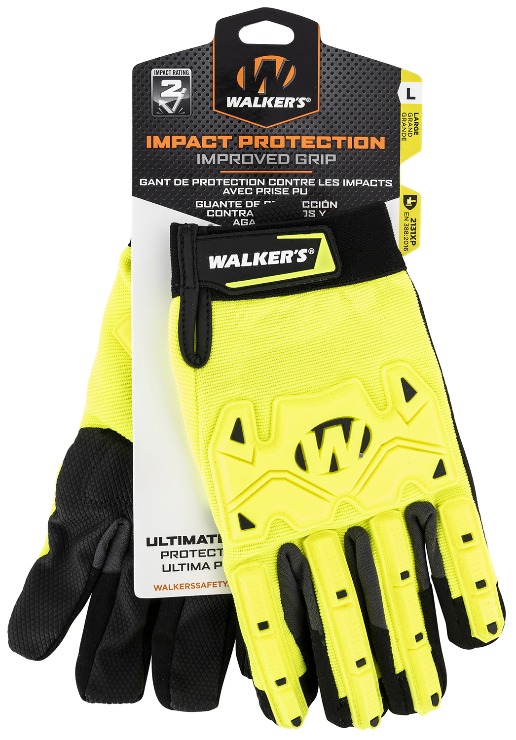 Walker’s GWPSFHVFFPUIL2LG Impact Protection  Black/Yellow Synthetic Leather Large Hook & Loop Closure