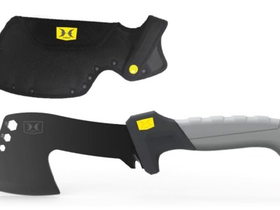 Hawk HWKHATCH Hatchet  2.50″ Stainless Steel Axe Style Blade w/Black TiNi Finish, Black/Gray GRN w/Rubber Overlay Handle, 9.46″ Long