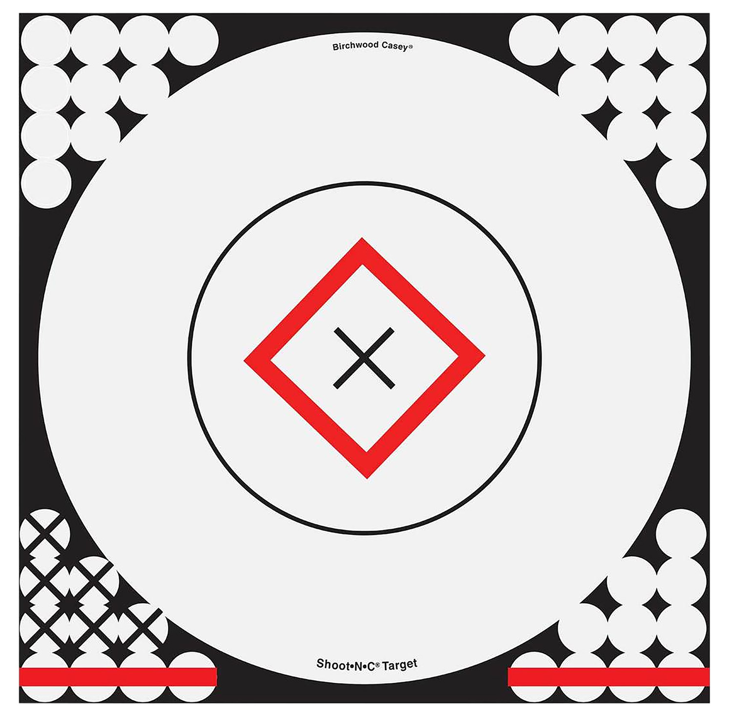 Birchwood Casey 34195 Shoot-N-C Reactive Target Self-Adhesive Paper Black/Red/White 17.25″ Bullseye 5 Pack