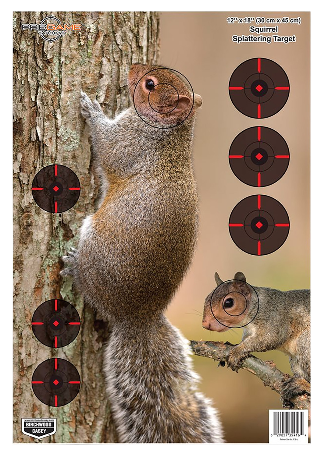 Birchwood Casey 35406 Pregame  Squirrel Paper Hanging Rifle 12″ x 18″ Impact Enhancement 8 Per Pkg