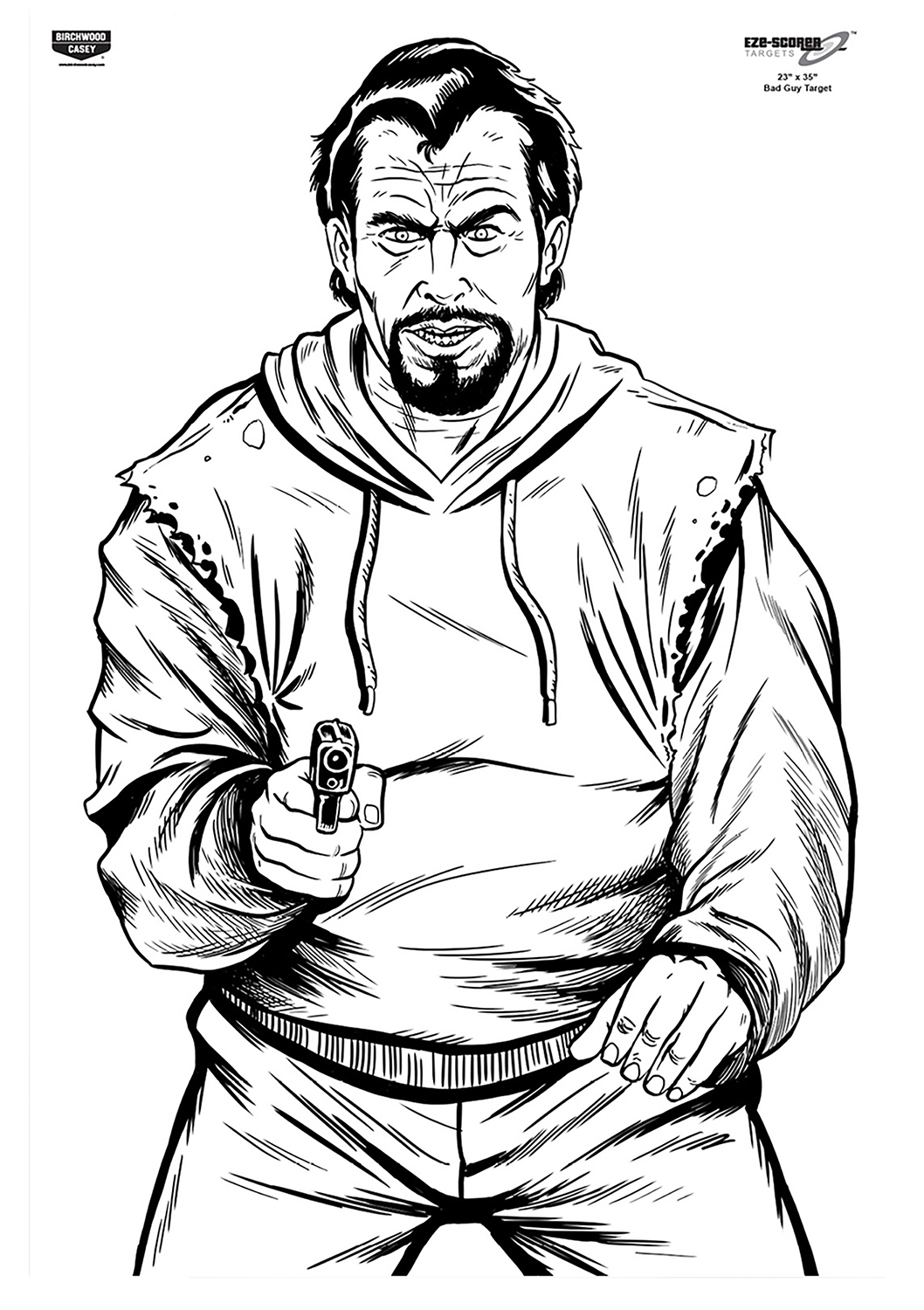 Birchwood Casey 37016 EZE-Scorer  Bad Guy Silhouette Paper Target 23″ x 35″ 100 Per Pkg