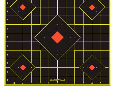 Birchwood Casey 34211 Shoot-N-C Sight-In Self-Adhesive Paper Black/Yellow/Red 12″ 5-Diamond 100 Pack