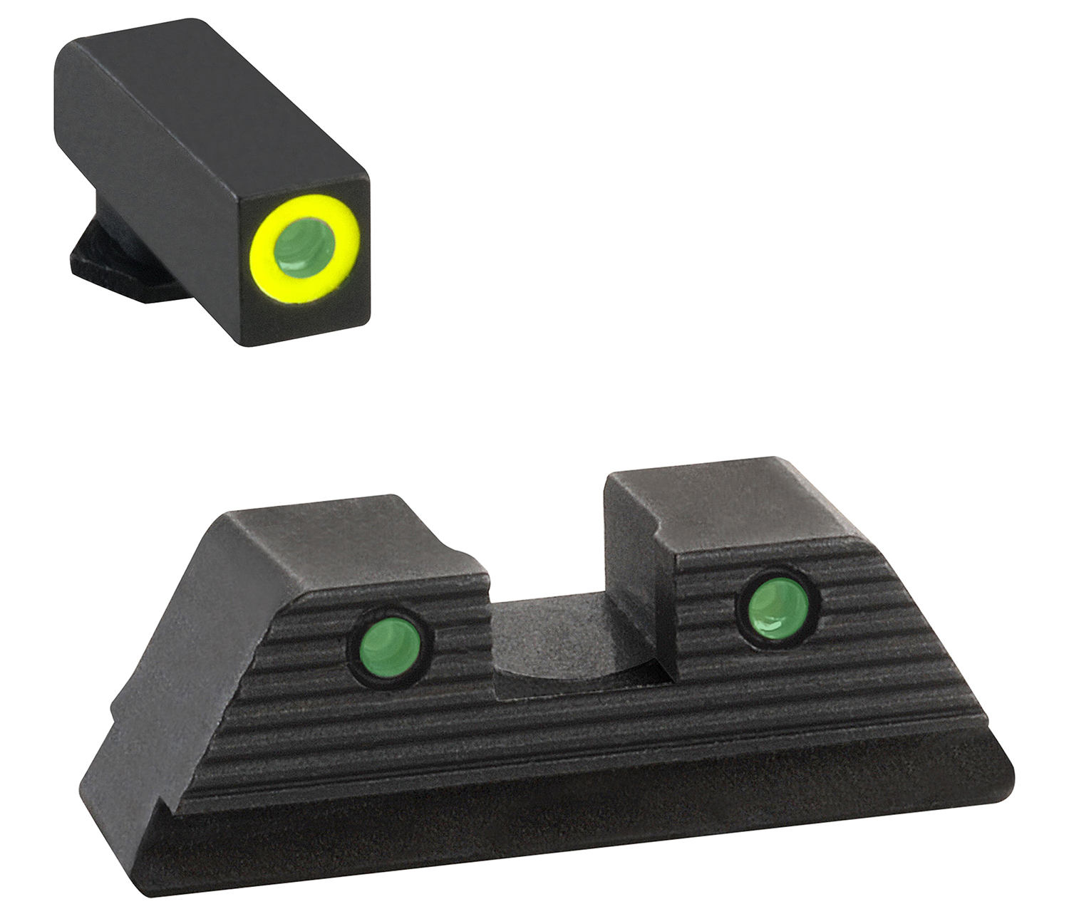AmeriGlo GL821 Trooper Sight Set for Glock  Green Tritium LumiGreen Outline Front Sight-Green Tritium Black Outline Rear Sight