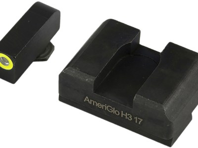 AmeriGlo GL611 Optic Compatible Sight Set for Glock  XL Tall Green Tritium LumiGreen Outline Front Sight-Black Rear Sight