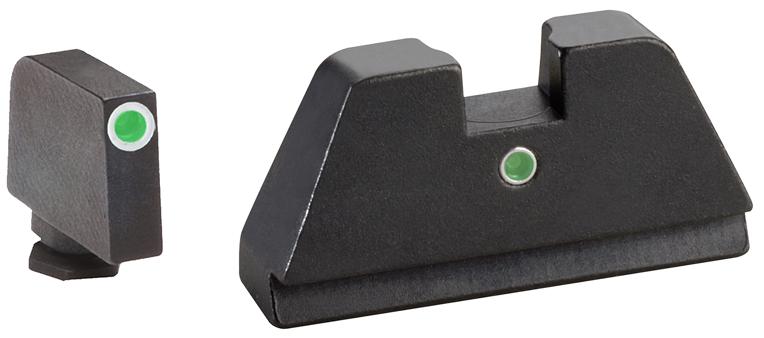 AmeriGlo GL191 Optic Compatible Sight Set for Glock  XL Tall Green Tritium White Outline Front Sight-Green Tritium  Rear Sight