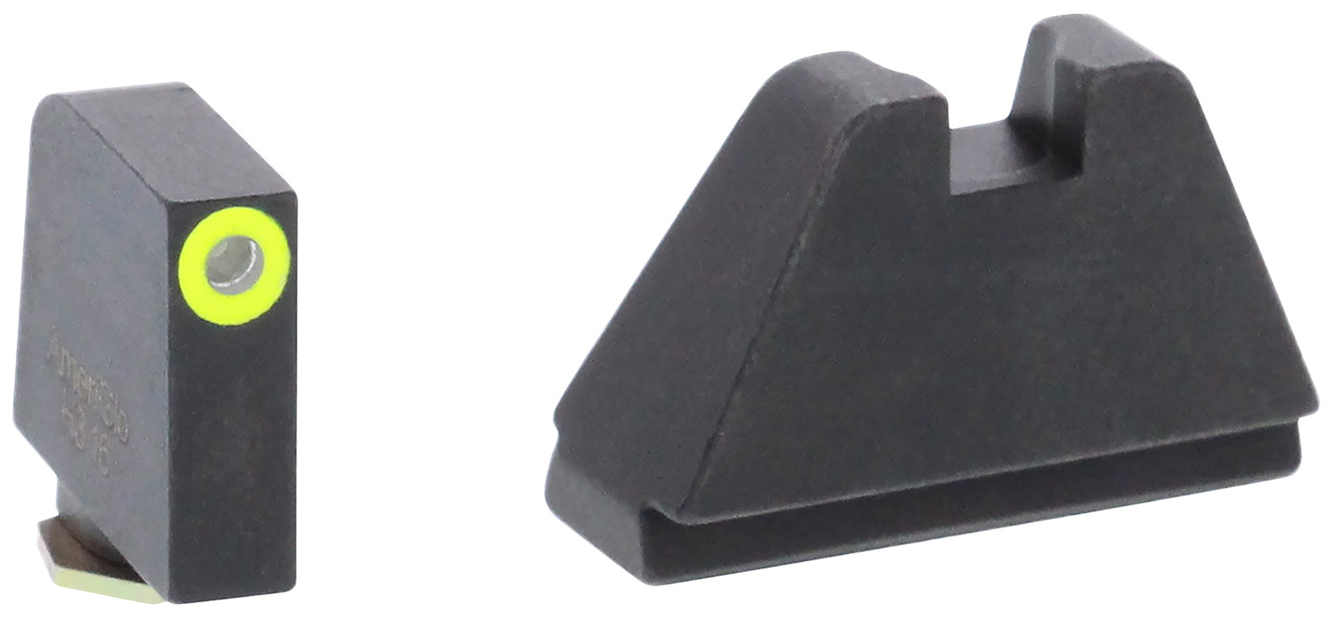AmeriGlo GL682 Optic Compatible Sight Set for Glock  5XL Tall Green Tritium LumiGreen Outline Front Sight-Black Rear Sight