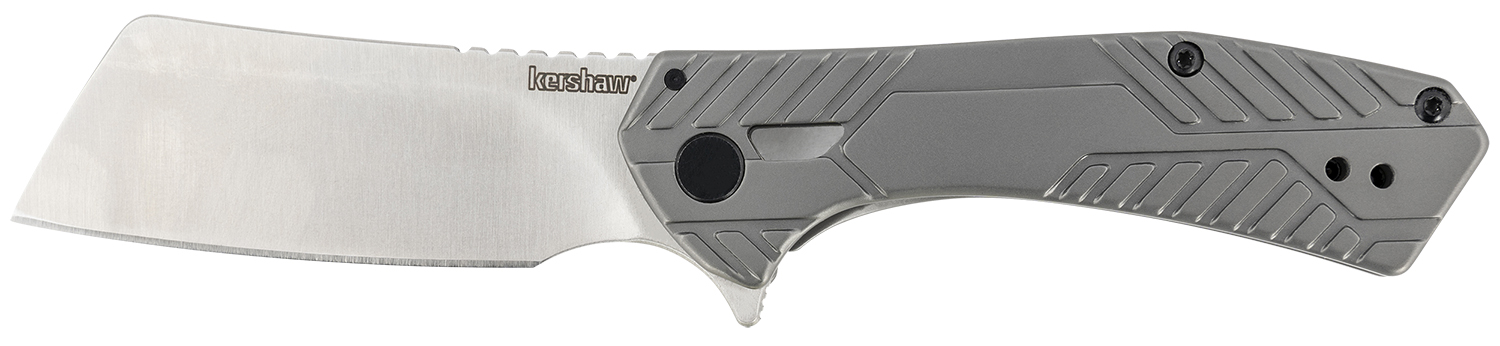 Kershaw 3445 Static  2.90″ Folding Cleaver Plain Satin 8Cr13MoV SS Blade Gray PVD Stainless Steel Handle Includes Pocket Clip