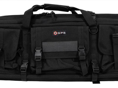 GPS Bags DRC55 Double Rifle Case Black 600D Polyester w/ 2 Padded Pistol Sleeves MOLLE Webbing & Lockable Zippers