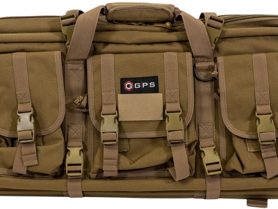 GPS Bags DRC42FDE Double Rifle Case Flat Dark Earth 600D Polyester w/ 2 Padded Pistol Sleeves MOLLE Webbing & Lockable Zippers