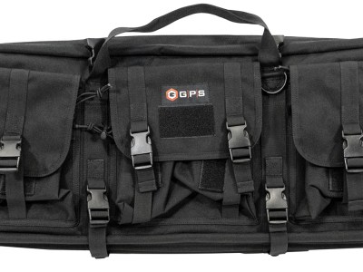 GPS Bags DRC28 Double Rifle Case Black 600D Polyester w/ 2 Padded Pistol Sleeves MOLLE Webbing & Lockable Zippers