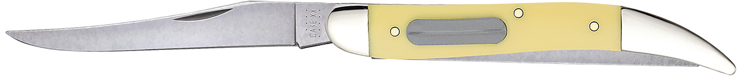 Case 00120 Fishing  3.40″ Folding Clip/Fish Scaler Plain/Serrated Tumble Polish Tru-Sharp SS Blade/ Yellow Synthetic Handle