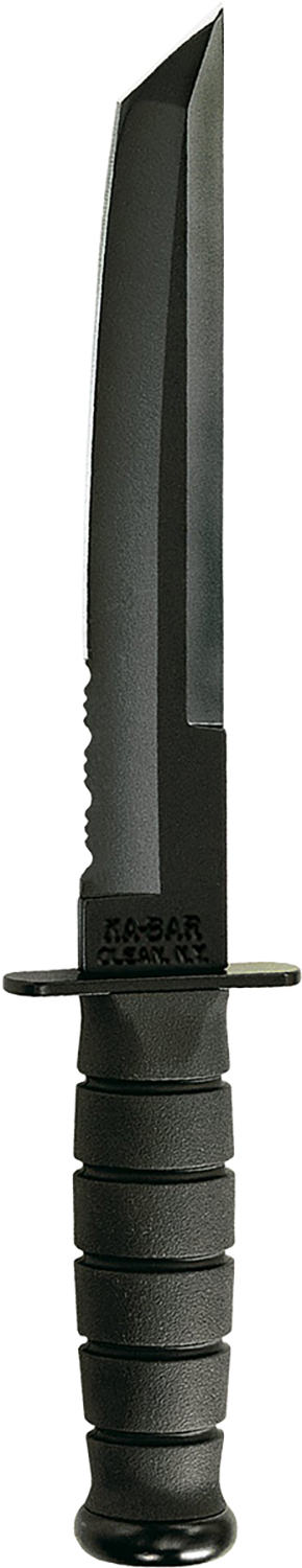 Ka-Bar 1245 Tanto  8″ Fixed Tanto Part Serrated Black 1095 Cro-Van Blade, Black Kraton G Handle, Includes Sheath