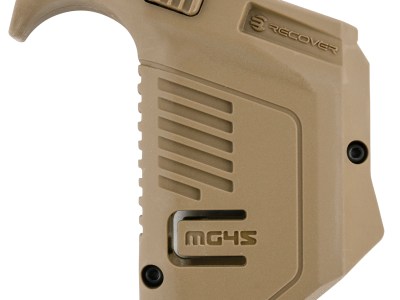 Recover Tactical MG4502 Angled Mag Pouch  Double Stack, Tan Polymer, 45 ACP/10mm Auto, Compatible w/ Glock