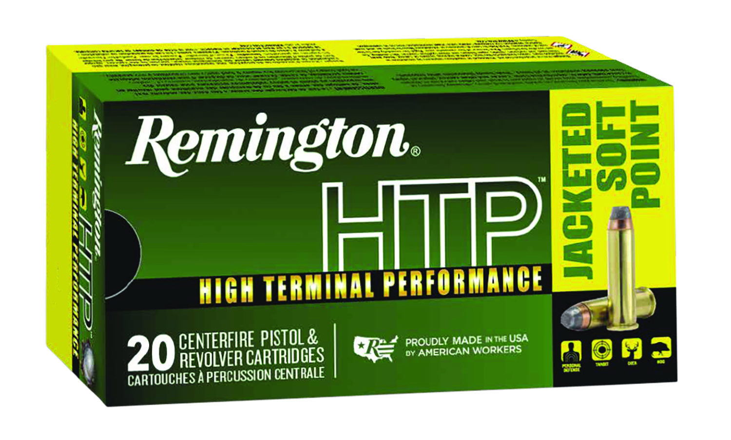 Remington Ammunition 23002 HTP  44RemMag 240gr Jacketed Soft Point 20 Per Box/25 Case