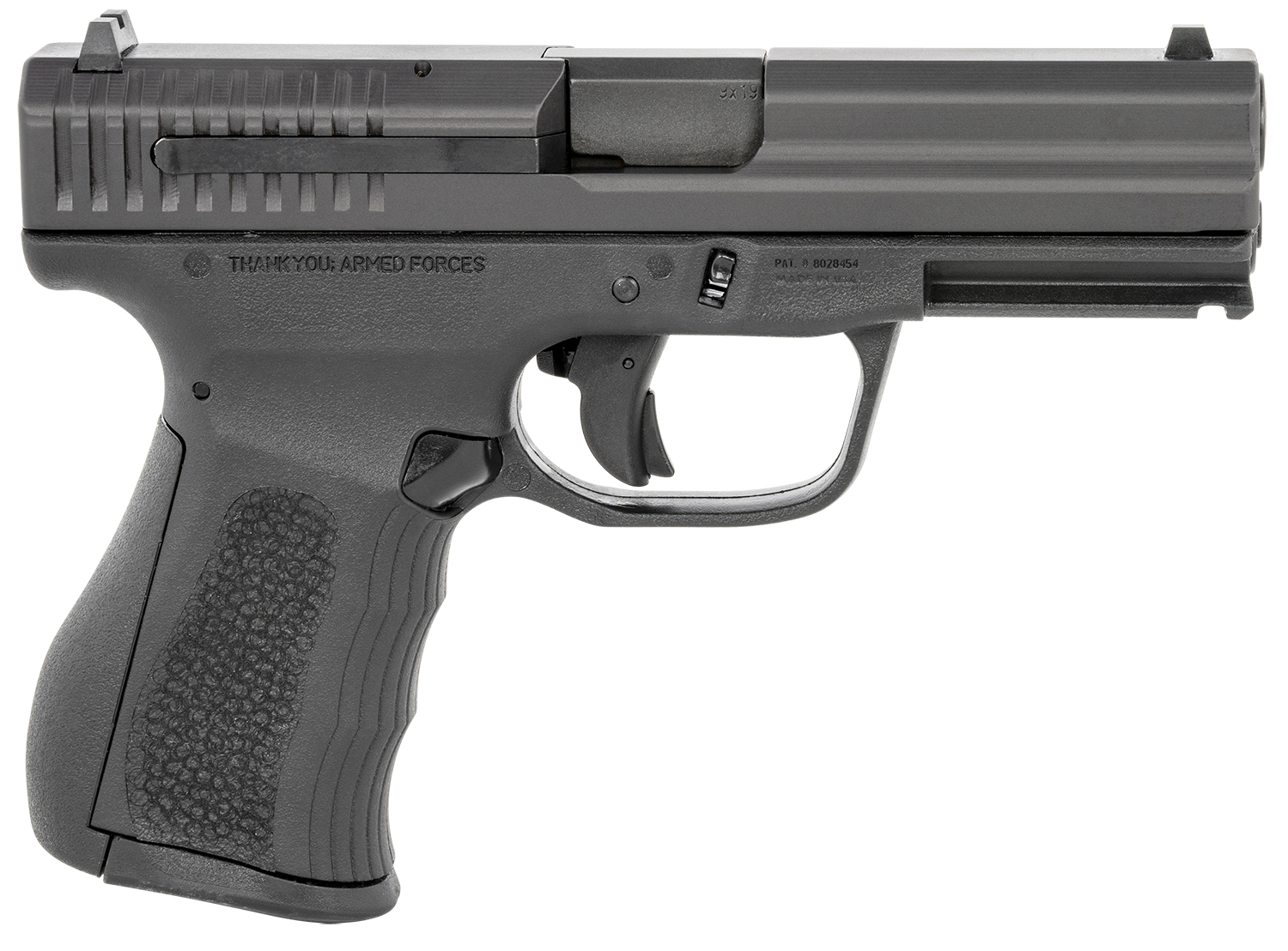 FMK G9C1G2BSS 9C1 G2 9mm Luger 14+1 4″ Black Stainless Steel Barrel, Black Serrated Carbon Steel Slide, Black Polymer Frame w/Picatinny Rail, Black Backstrap Grip