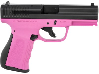 FMK G9C1G2PKSSCM 9C1 G2 9mm Luger 10+1 4″ Black Stainless Steel Barrel, Black Serrated Carbon Steel Slide, Pink Polymer Frame w/Picatinny Rail, Black Backstrap Grip