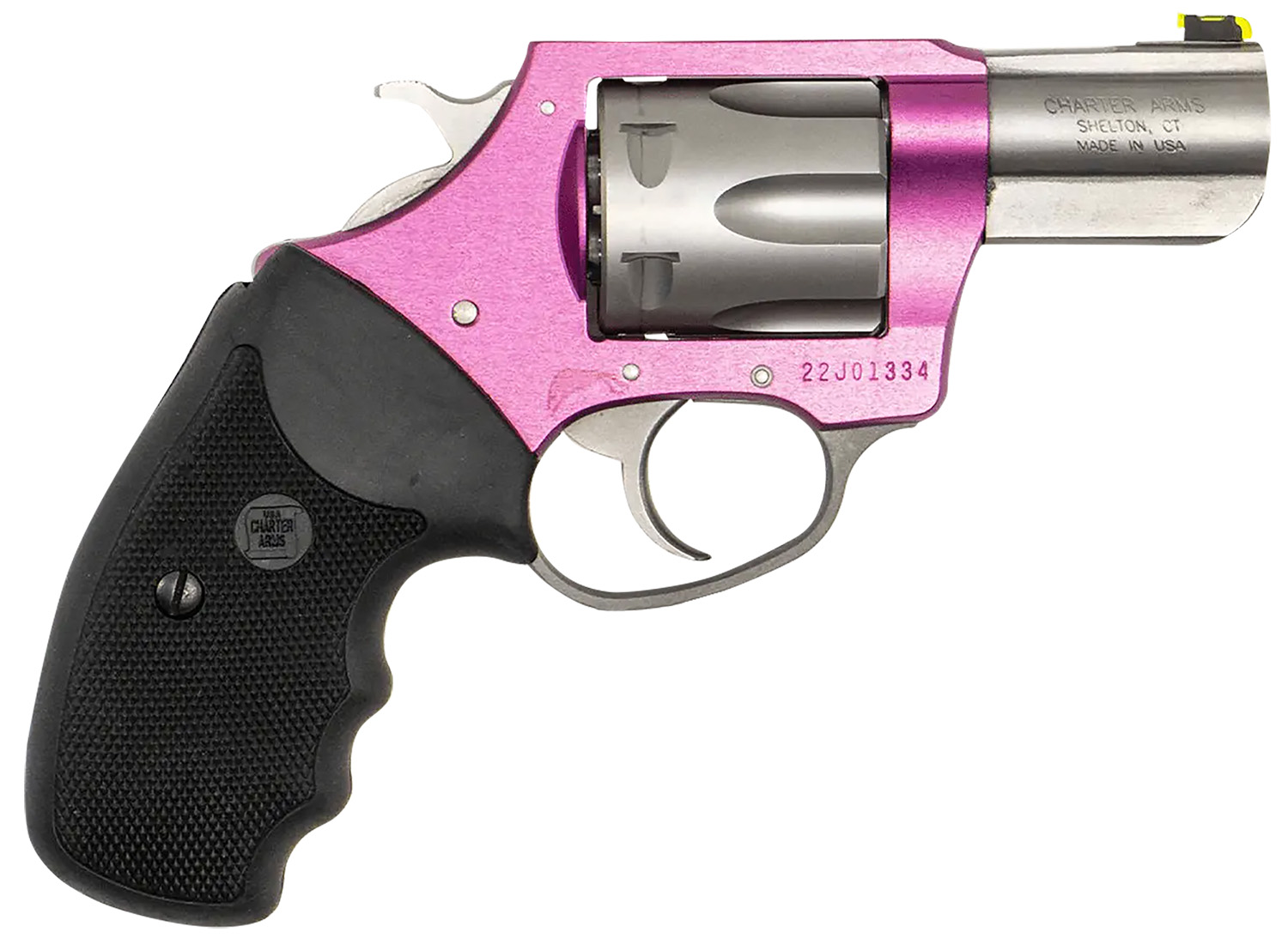 Charter Arms 53630 II Pink Lady II 38 Special 6rd 2.20″ Matte Stainless Steel Barrel & Cylinder, Pink Aluminum Frame, Black Finger Grooved Rubber Grip, Exposed Hammer