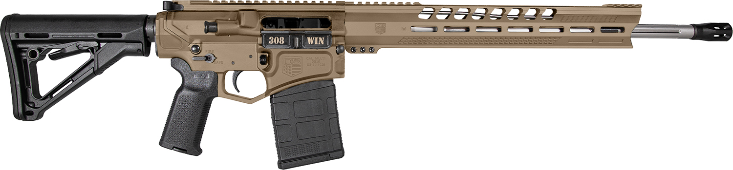 Diamondback DB1032C061 DB10  308 Win 18″ 20+1 Flat Dark Earth Adjustable Magpul CTR Stock Black Magpul MOE K2 Grip with Black Gold Lower 15″ M-Lok