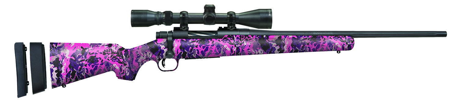 Mossberg 28145 Patriot Super Bantam 308 Win Caliber with 5+1 Capacity, 20″ Fluted Barrel, Matte Blued Metal Finish & Muddy Girl Wild Synthetic Stock Right Hand (Youth) Includes 3-9x40mm Scope