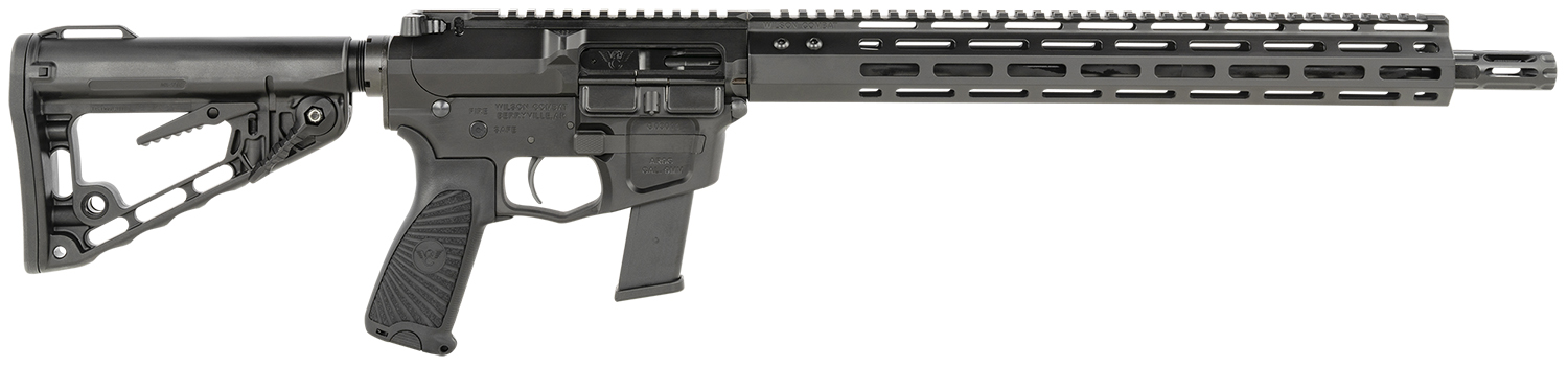 Wilson Combat TRAR9GB91610 AR9G Carbine 9mm Luger 17+1 16″ Black Match Grade Threaded Barrel, Black Armor-Tuff Aluminum Receiver, M-LOK Handguard, Black Synthetic Rogers Super-Stoc w/Cam-Lock Stock