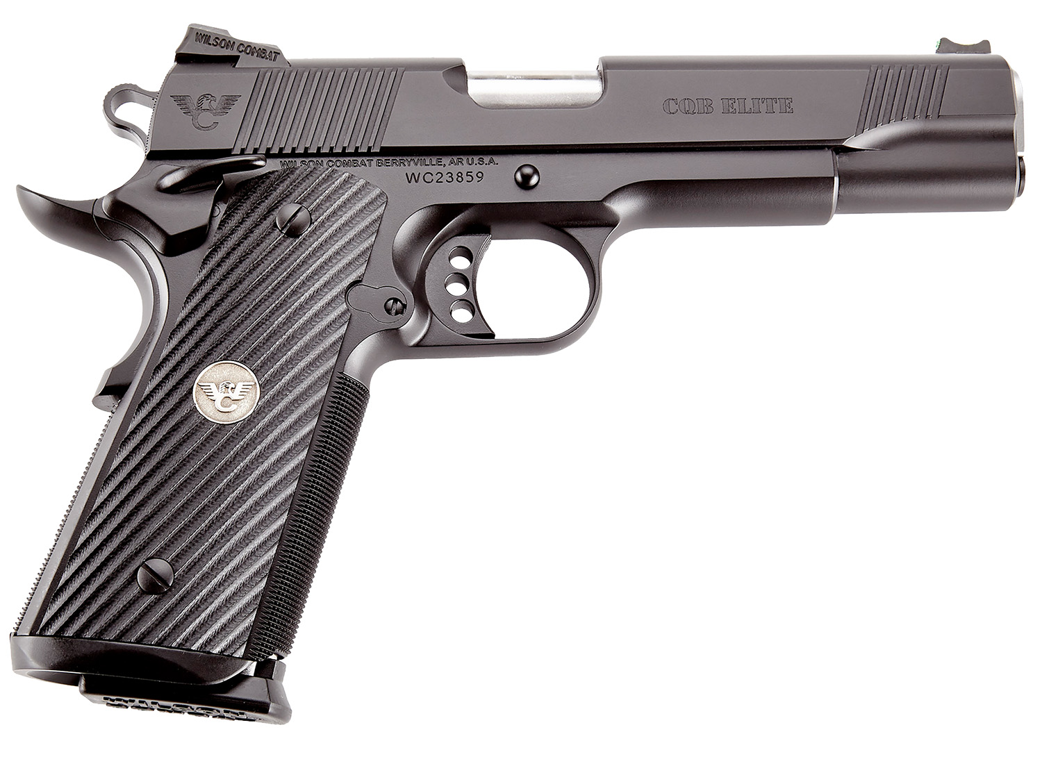 Wilson Combat CQBEFS45A CQB Elite 45 ACP 8+1 5″ Stainless Match Grade Barrel, Black Serrated Carbon Steel Slide, Black Carbon Steel Frame w/Beavertail, Black G10 Starburst Grip