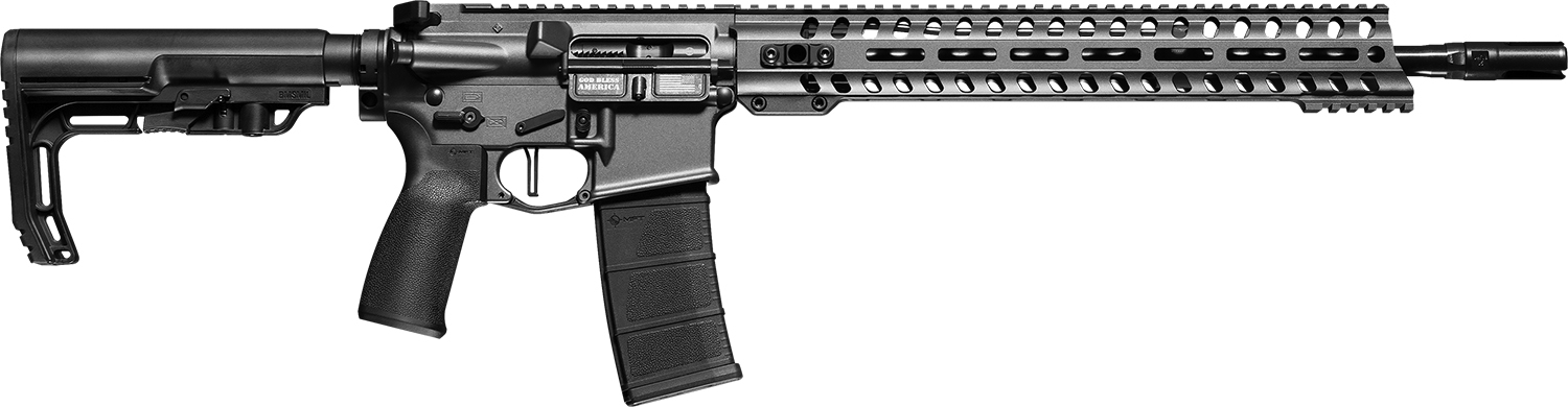 Patriot Ordnance Factory 01649 Minuteman Direct Impingement *CA Compliant 5.56x45mm NATO 16.50″ 10+1 Tungsten Rec/14.5″ M-Lok Handguard Black Nitride Barrel Black Polymer 6 Position MFT Stock & Grip