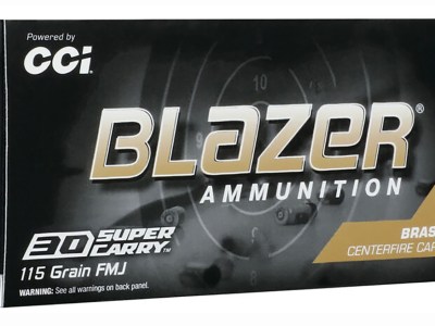 CCI 5205 Blazer Brass Handgun 30Super Carry 115gr Full Metal Jacket Flat Nose 50 Per Box/20 Case